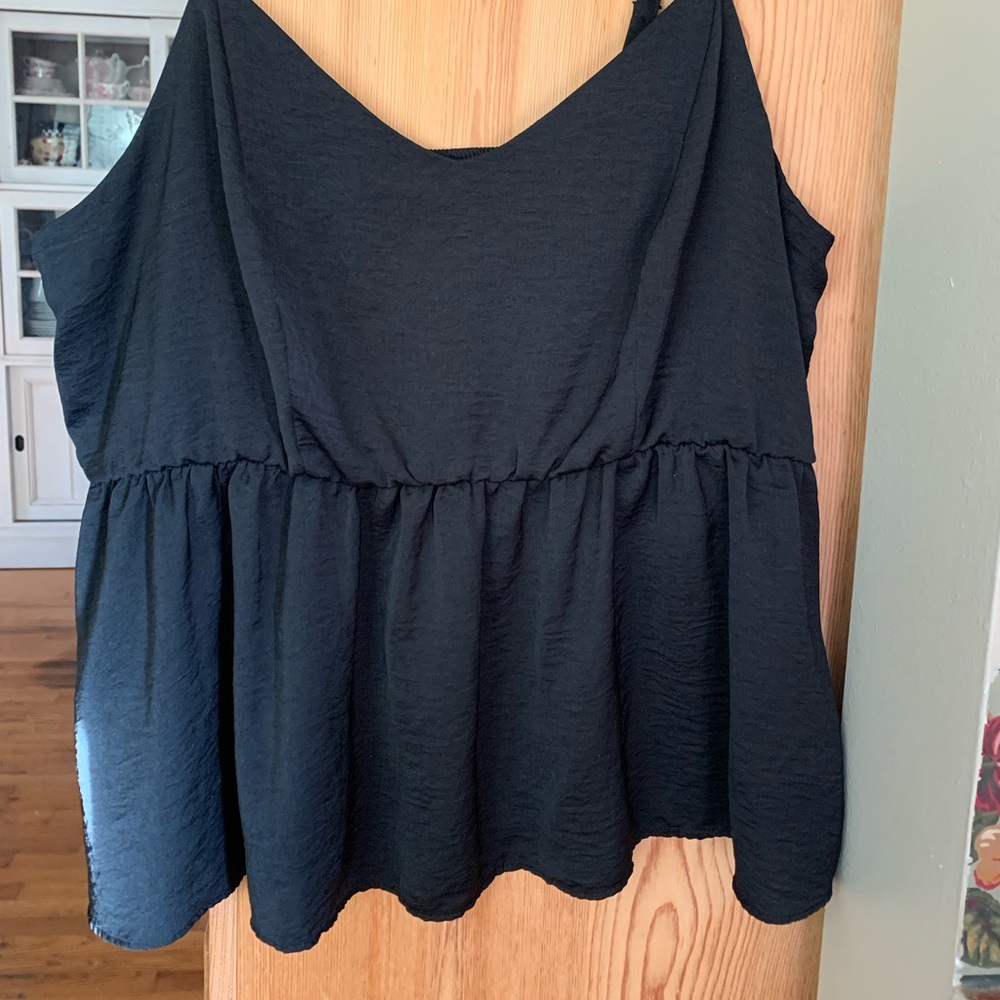 EUC /Torrid Size 2- black poly crêpe feel camisole slight V-neck and adj straps